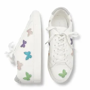 Kurt Geiger Lane Butterfly Embellished White Leather Sneaker Size 42 | US 11