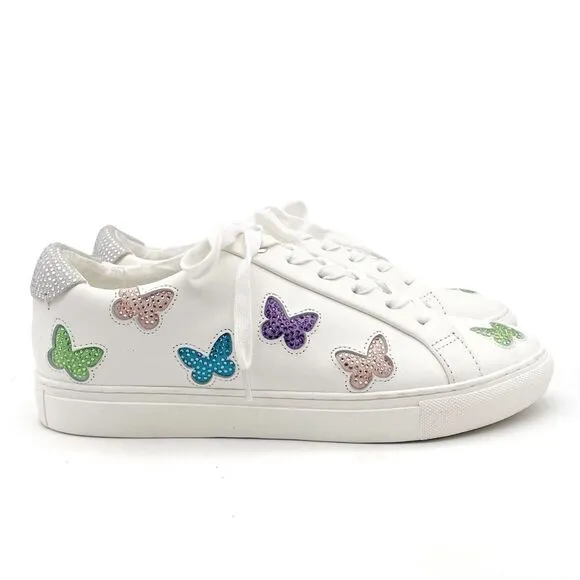 Kurt Geiger Lane Butterfly Embellished White Leather Sneaker Size 42 | US 11