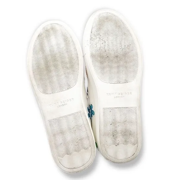 Kurt Geiger Lane Butterfly Embellished White Leather Sneaker Size 42 | US 11