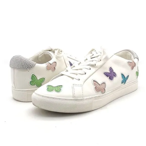 Kurt Geiger Lane Butterfly Embellished White Leather Sneaker Size 42 | US 11