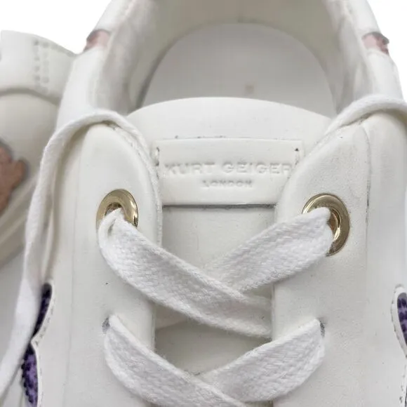 Kurt Geiger Lane Butterfly Embellished White Leather Sneaker Size 42 | US 11