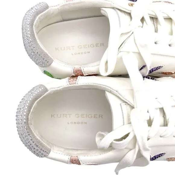 Kurt Geiger Lane Butterfly Embellished White Leather Sneaker Size 42 | US 11