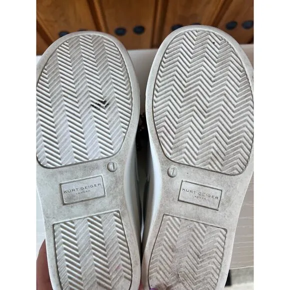Kurt Geiger Mini Laney Bow Crystal Girls Shoes Velcro Slip On, Size 1 M‎
