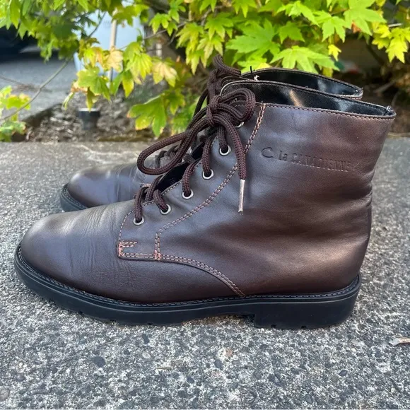 La Canadienne Brown Leather Lace Up Boots Women’s 8.5