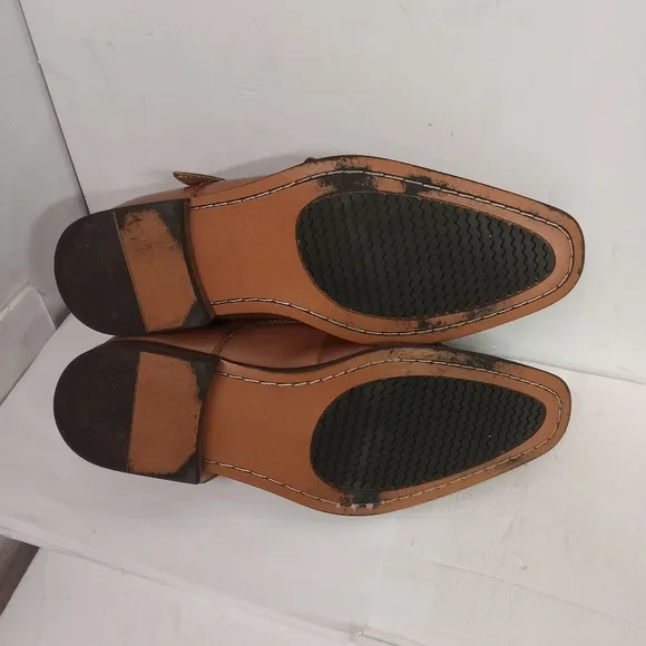 La Milano Double Monk Shoes, ALBIN Brown Leather Cap toe Size 9 M Style A11641