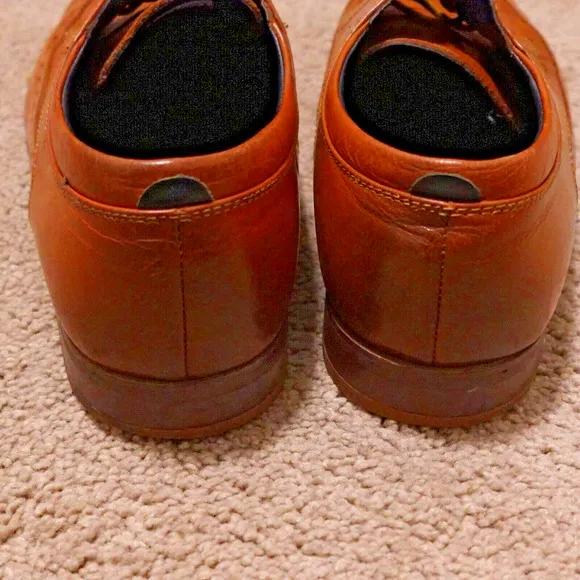 La Milano Men 10.5 Shoes Wingtip Oxford Genuine Leather Cognac Brown