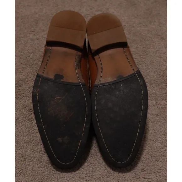 La Milano Men 10.5 Shoes Wingtip Oxford Genuine Leather Cognac Brown