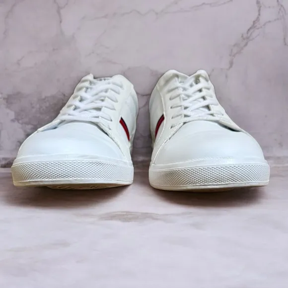 Lacoste Europa Tricolor Leather Sneakers Mens Size US 10.5 White Red Blue Shoes