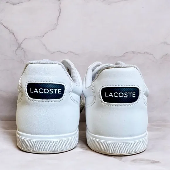 Lacoste Europa Tricolor Leather Sneakers Mens Size US 10.5 White Red Blue Shoes