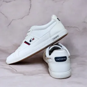 Lacoste Europa Tricolor Leather Sneakers Mens Size US 10.5 White Red Blue Shoes