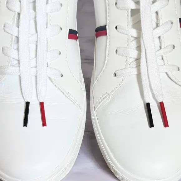 Lacoste Europa Tricolor Leather Sneakers Mens Size US 10.5 White Red Blue Shoes