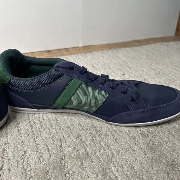 Lacoste Men Shoes Chaymon 123 2 Navy Green Leather Casual Sneakers Shoes Sz 11