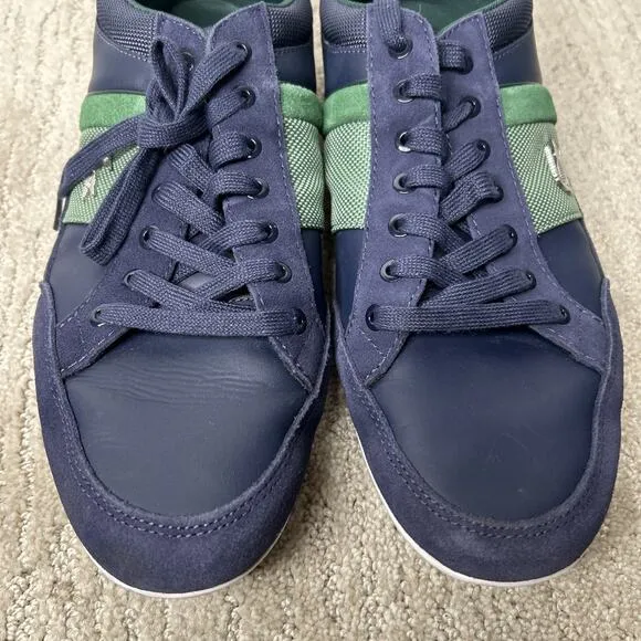 Lacoste Men Shoes Chaymon 123 2 Navy Green Leather Casual Sneakers Shoes Sz 11