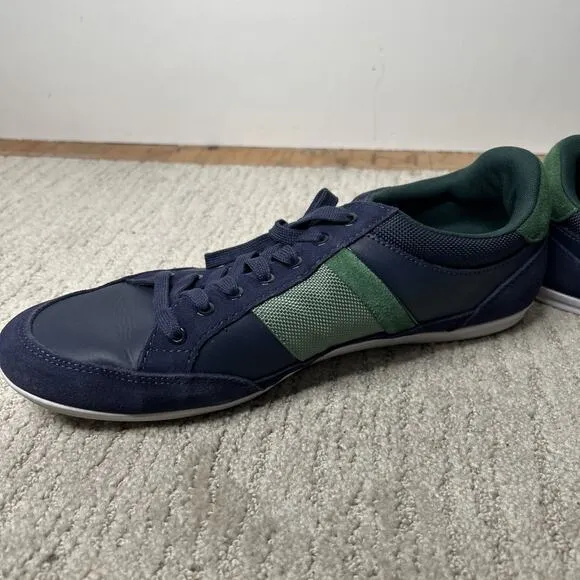 Lacoste Men Shoes Chaymon 123 2 Navy Green Leather Casual Sneakers Shoes Sz 11