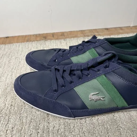 Lacoste Men Shoes Chaymon 123 2 Navy Green Leather Casual Sneakers Shoes Sz 11