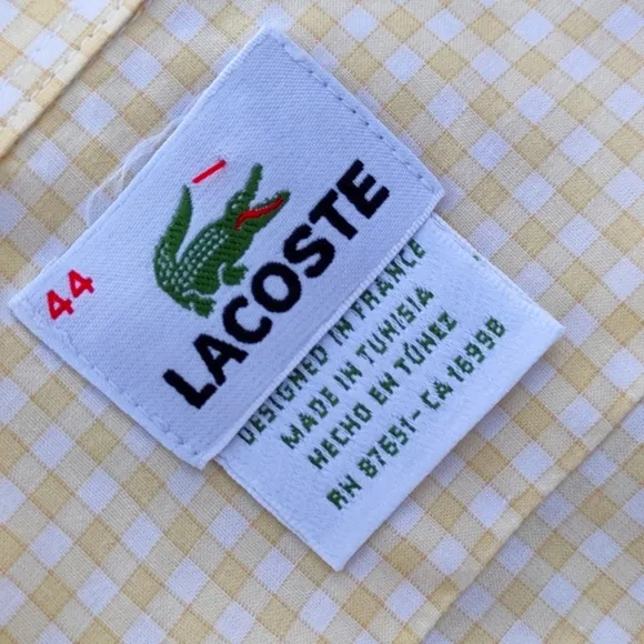 Lacoste Men's Traditional Micro Check Pure Cotton Luxury Dress Shirt (CREST)