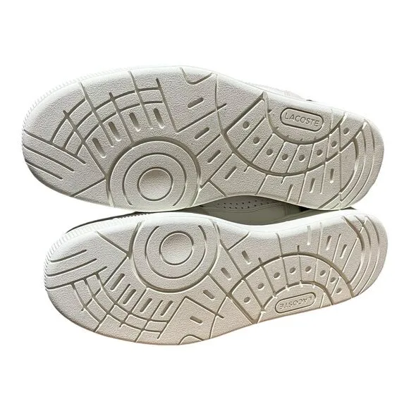 Lacoste Sneakers Mens 8.5 White T-Clip Green Leather Logo Suede 740SMA0048407