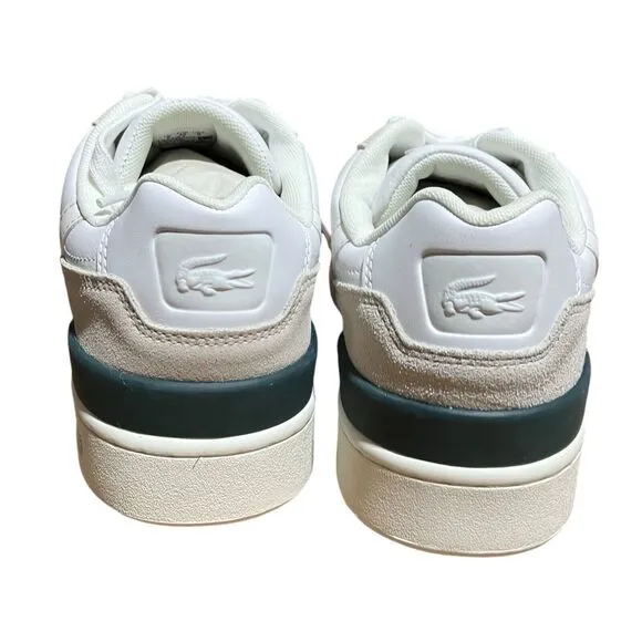Lacoste Sneakers Mens 8.5 White T-Clip Green Leather Logo Suede 740SMA0048407