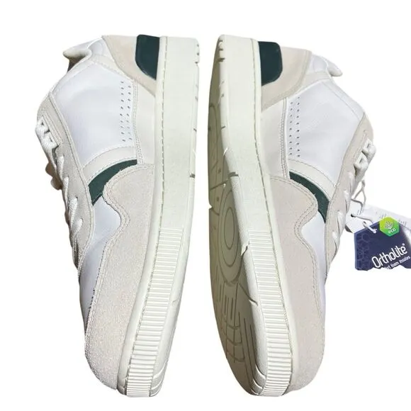Lacoste Sneakers Mens 8.5 White T-Clip Green Leather Logo Suede 740SMA0048407