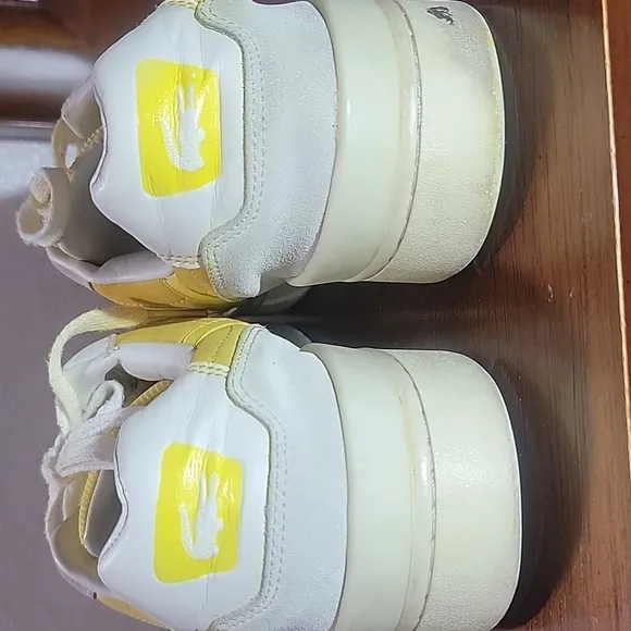 Lacoste T-clip Sneakers Mens Yellow Suede Lace-up Low Top Atletic Shoe Size 13