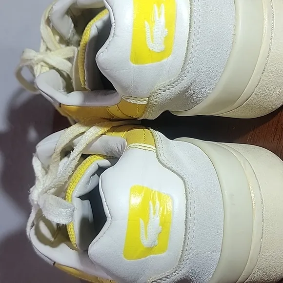 Lacoste T-clip Sneakers Mens Yellow Suede Lace-up Low Top Atletic Shoe Size 13