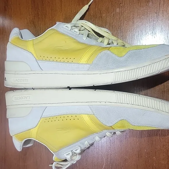 Lacoste T-clip Sneakers Mens Yellow Suede Lace-up Low Top Atletic Shoe Size 13