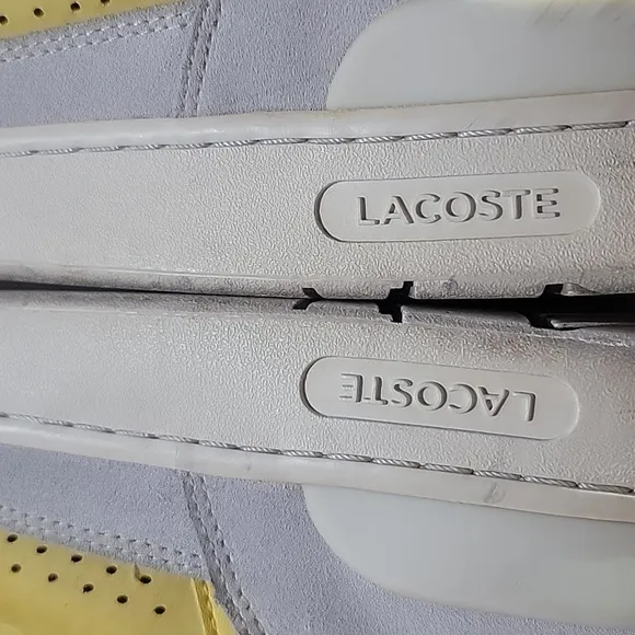 Lacoste T-clip Sneakers Mens Yellow Suede Lace-up Low Top Atletic Shoe Size 13