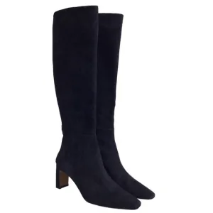 Lafayette 148 ADLEY Suede Block Heeled Knee High Boots Blue Sz 41 EU 11 …