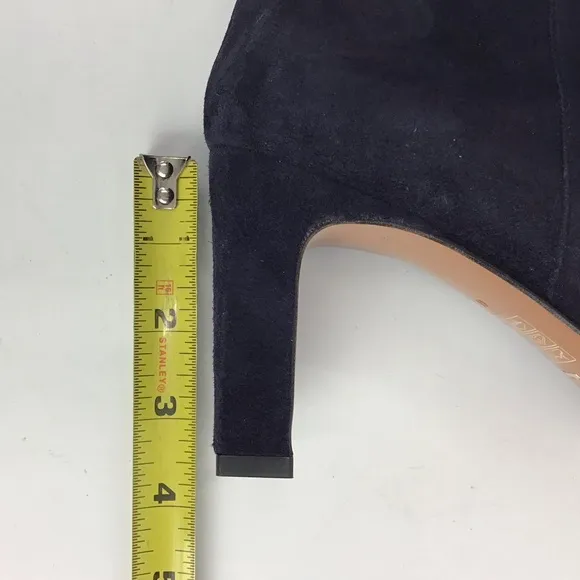 Lafayette 148 ADLEY Suede Block Heeled Knee High Boots Blue Sz 41 EU 11 …