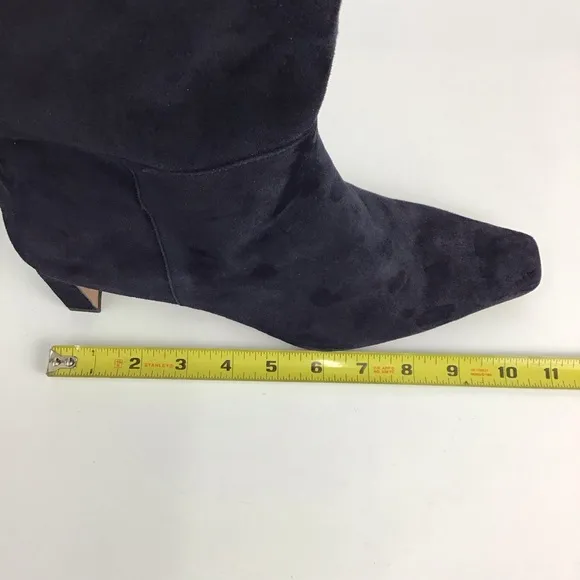Lafayette 148 ADLEY Suede Block Heeled Knee High Boots Blue Sz 41 EU 11 …