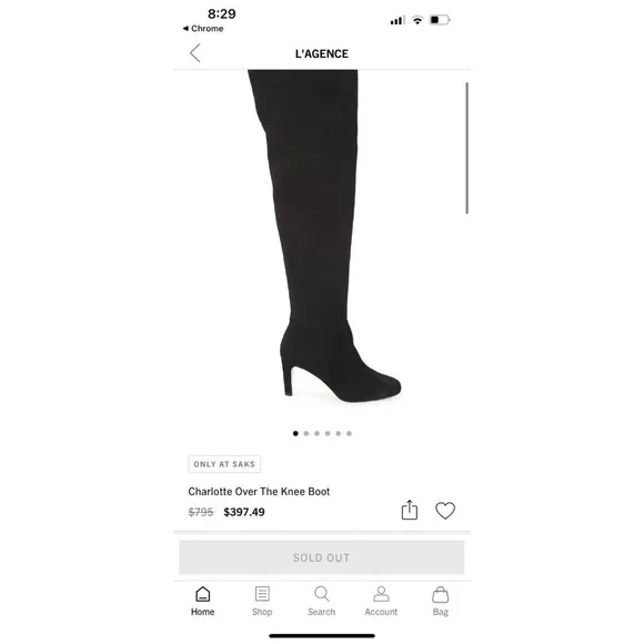 L’AGENCE Charlotte Over The Knee Boot Black Women’s 5 $795