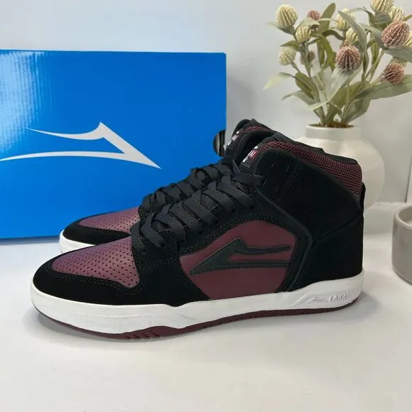Lakai Telford Skateboard Suede Sneakers Black/Burgundy Men's 9 NWB