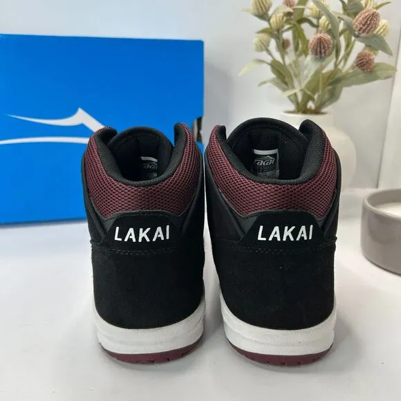 Lakai Telford Skateboard Suede Sneakers Black/Burgundy Men's 9 NWB