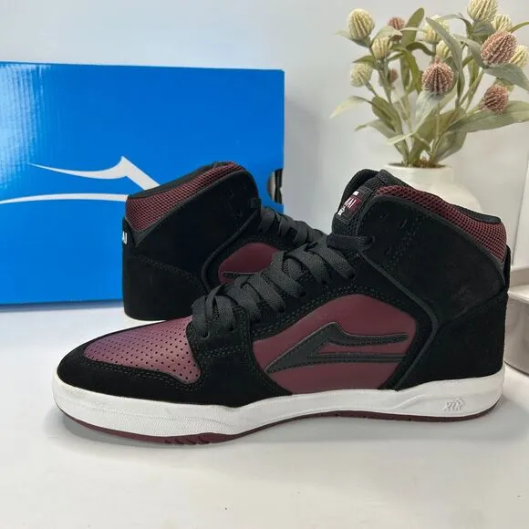 Lakai Telford Skateboard Suede Sneakers Black/Burgundy Men's 9 NWB
