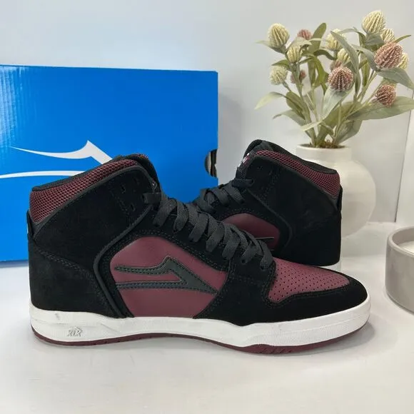 Lakai Telford Skateboard Suede Sneakers Black/Burgundy Men's 9 NWB