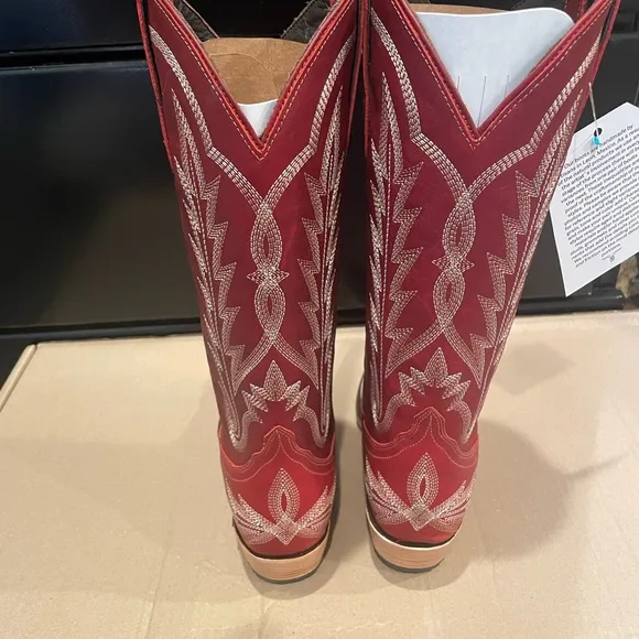 Lane LEXINGTON Womens Cowboy Boots Red Leather Western Style
