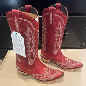 Lane LEXINGTON Womens Cowboy Boots Red Leather Western Style