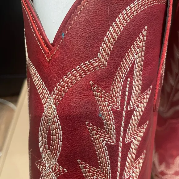 Lane LEXINGTON Womens Cowboy Boots Red Leather Western Style