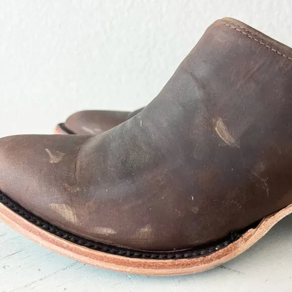 Lane Plain Jane Mule Womens 8.5 Brown Leather Cowboy Boots Short Western Cowgirl