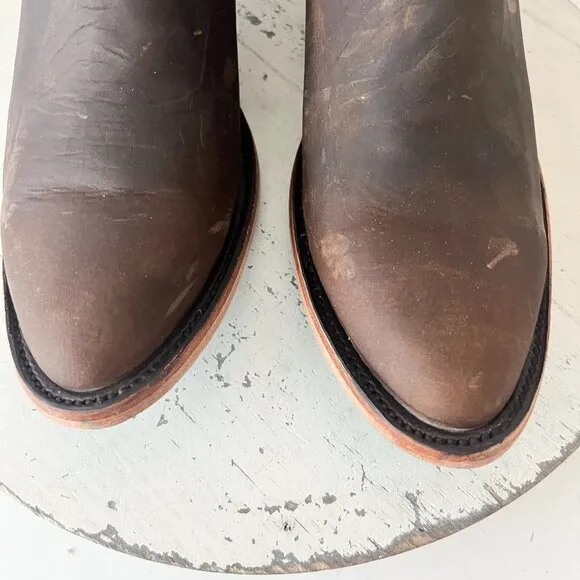 Lane Plain Jane Mule Womens 8.5 Brown Leather Cowboy Boots Short Western Cowgirl