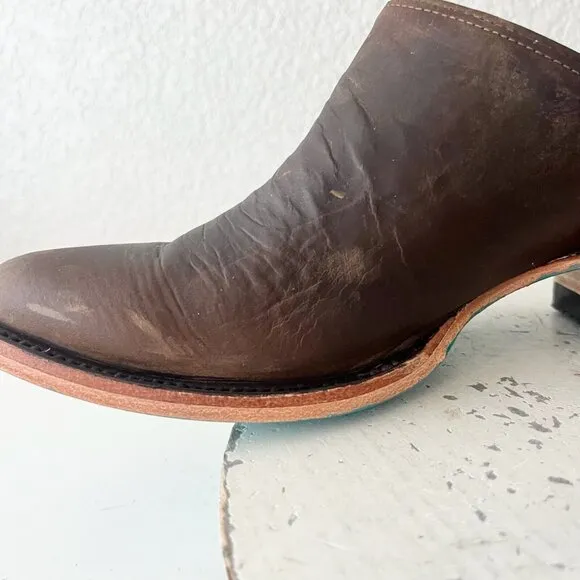 Lane Plain Jane Mule Womens 8.5 Brown Leather Cowboy Boots Short Western Cowgirl