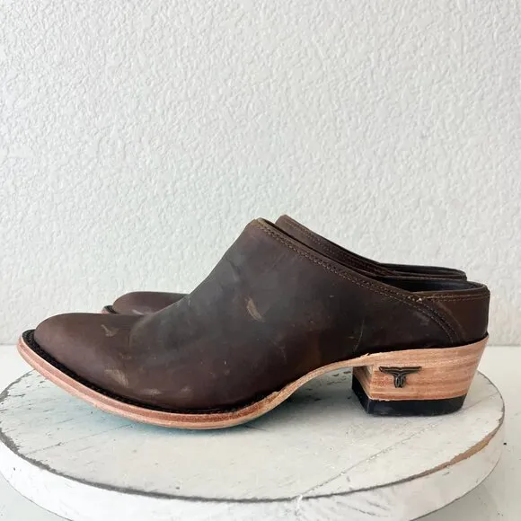 Lane Plain Jane Mule Womens 8.5 Brown Leather Cowboy Boots Short Western Cowgirl