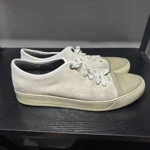 Lanvin DBB1 Low Top Sneakers Suede Patent Leather Tan Gray