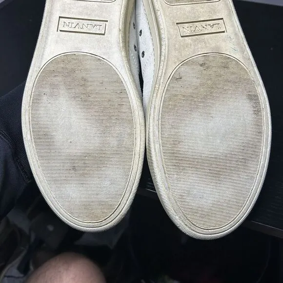 Lanvin DBB1 Low Top Sneakers Suede Patent Leather Tan Gray