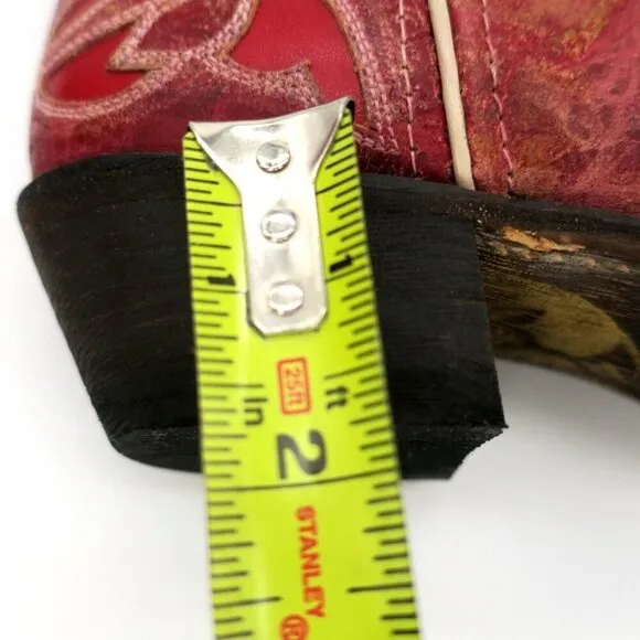 Laredo No More Drama Red Leather Cowgirl Distressed Western Boots 3125 Womens 8M