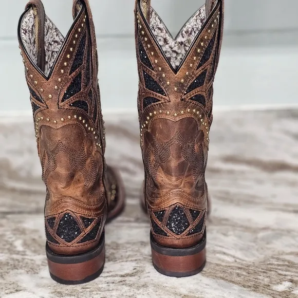Laredo womens Eternity Western Cowboy Boots Black Crystals Size 6.5M
