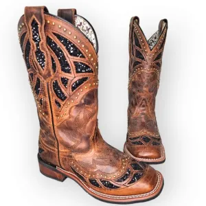 Laredo womens Eternity Western Cowboy Boots Black Crystals Size 6.5M