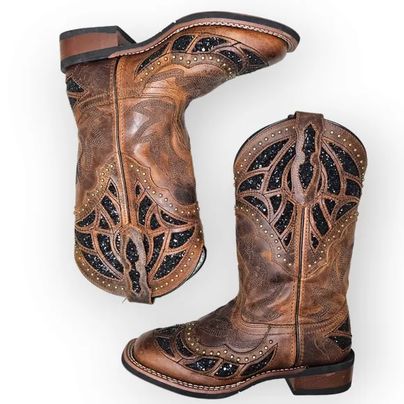Laredo womens Eternity Western Cowboy Boots Black Crystals Size 6.5M