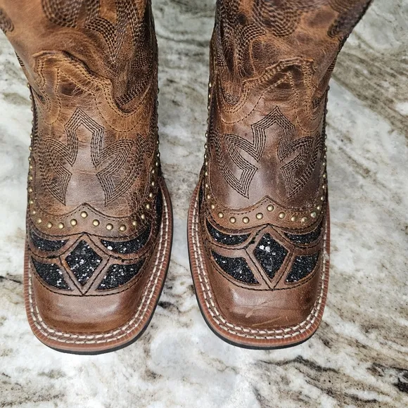 Laredo womens Eternity Western Cowboy Boots Black Crystals Size 6.5M