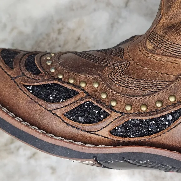 Laredo womens Eternity Western Cowboy Boots Black Crystals Size 6.5M